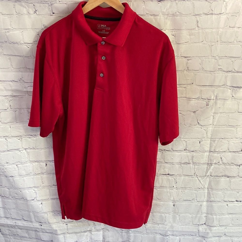 PGA TOUR Red Performance Moisture-Wicking Golf Polo Shirt Men’s Large